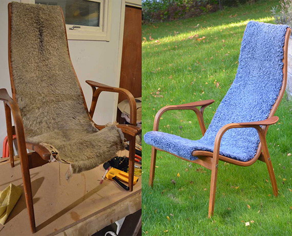Lamino lounge chair, before and after